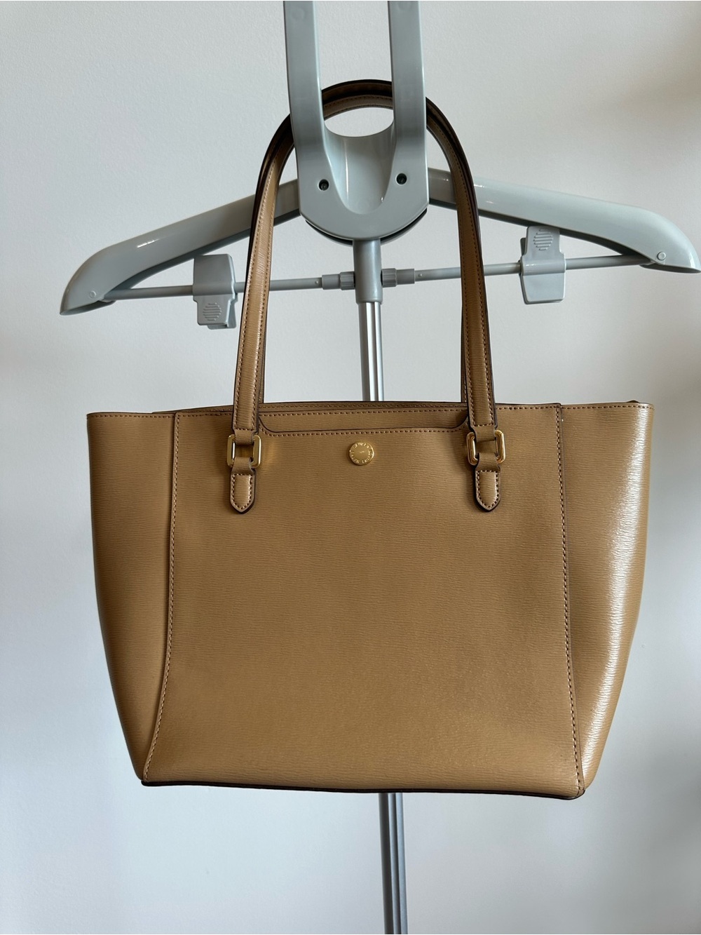 Lauren Ralph Lauren Tan Leather Tote with Double Handles